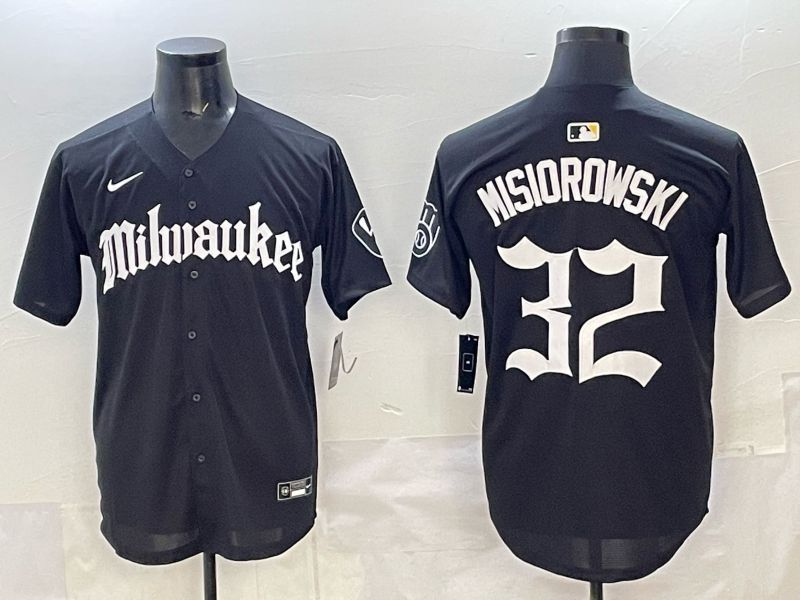 Men 2025 Milwaukee Brewers #32 Misiorowski Black Five generations Joint Name Nike MLB Jersey style 1->milwaukee brewers->MLB Jersey